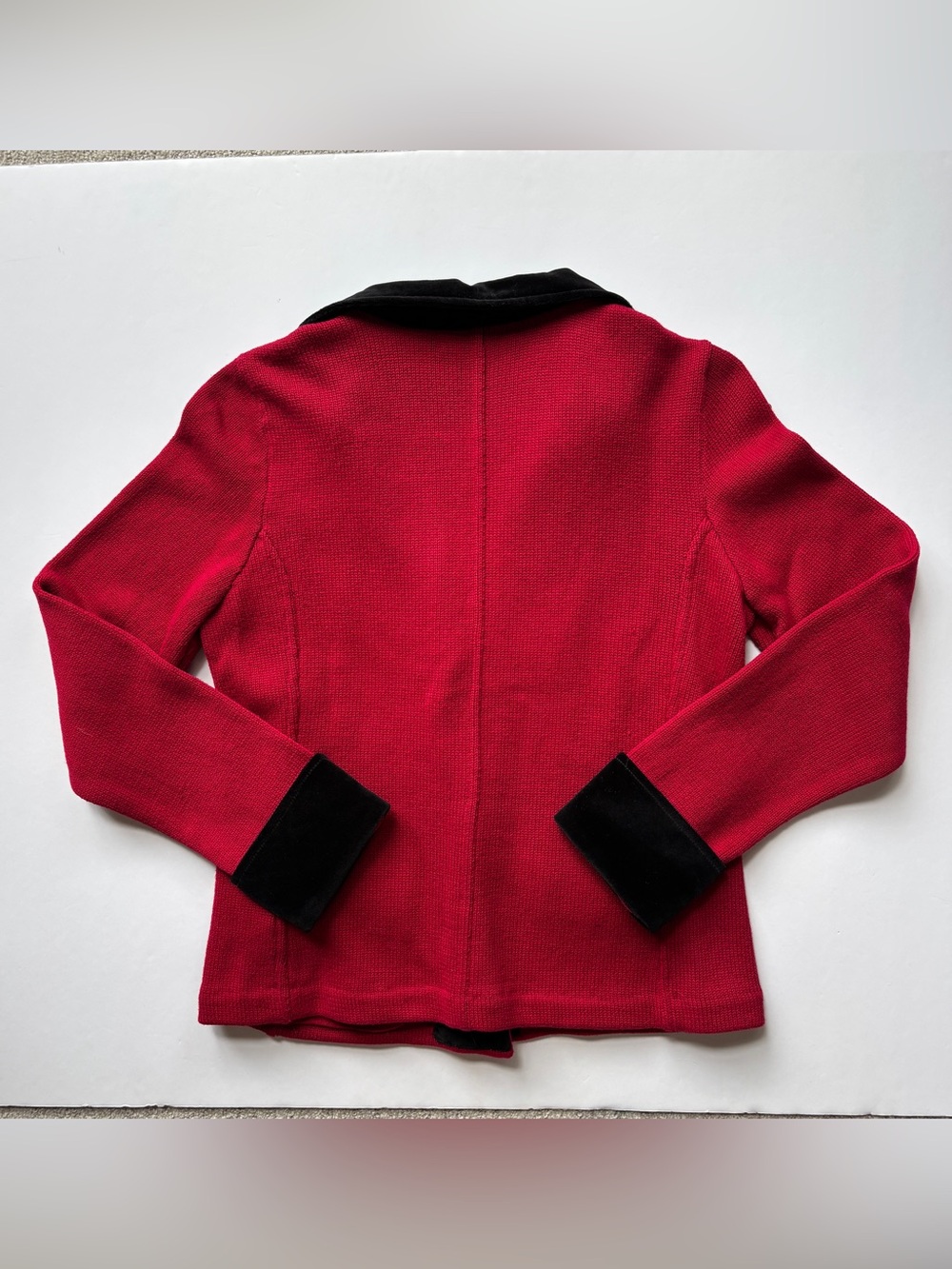 Lauren Ralph Lauren Velvet Collar 3 Crest Gold Button Blazer Coat Jacket PM Red - Picture 2 of 7